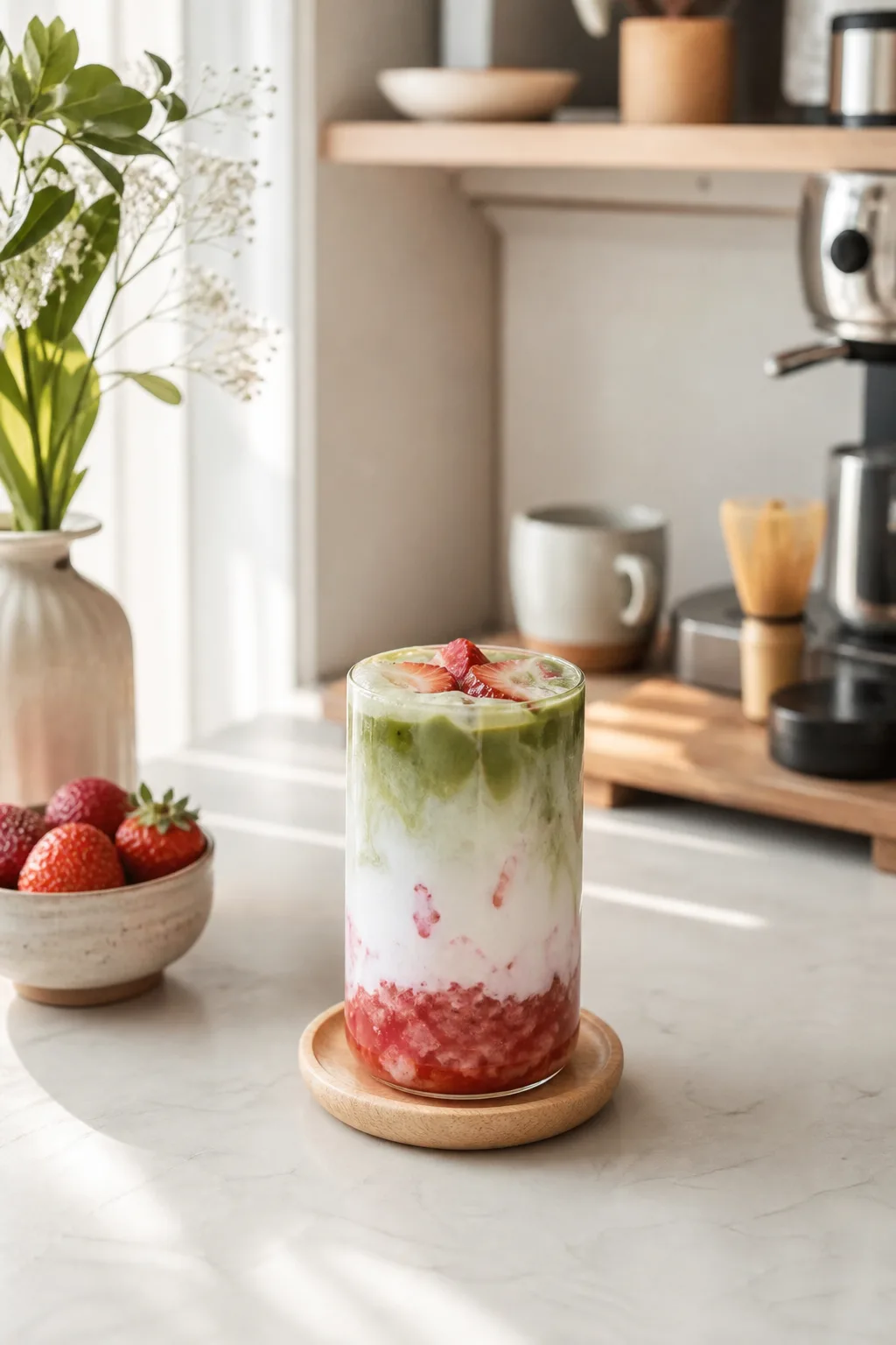 Strawberry Matcha Cloud Drink