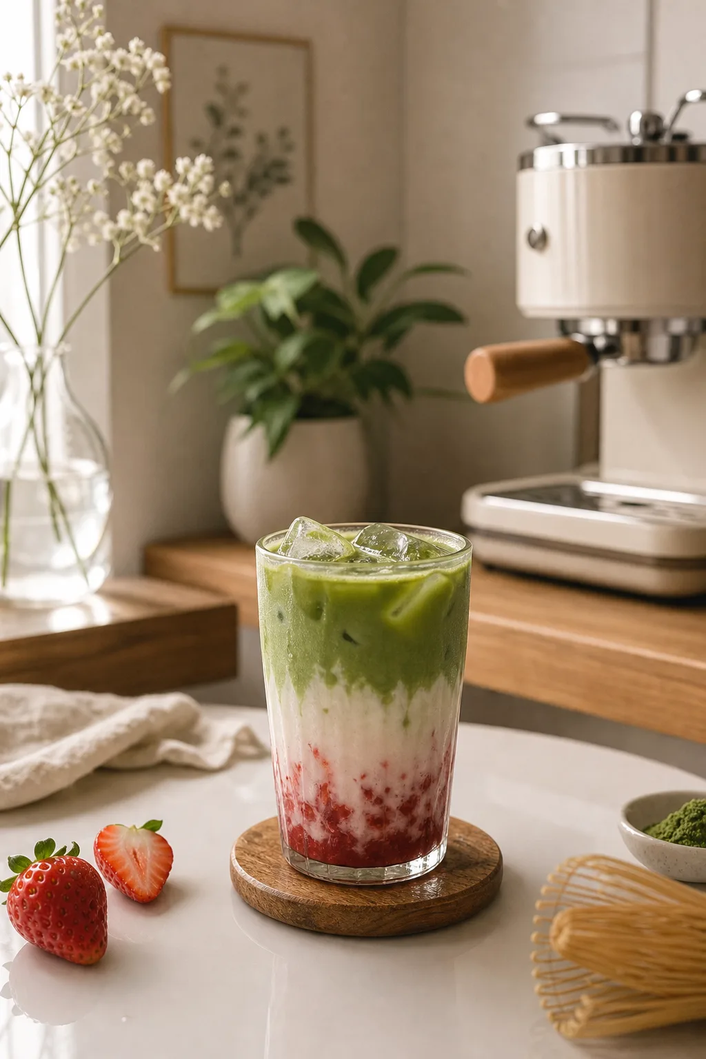 Strawberry Matcha Iced Coffee