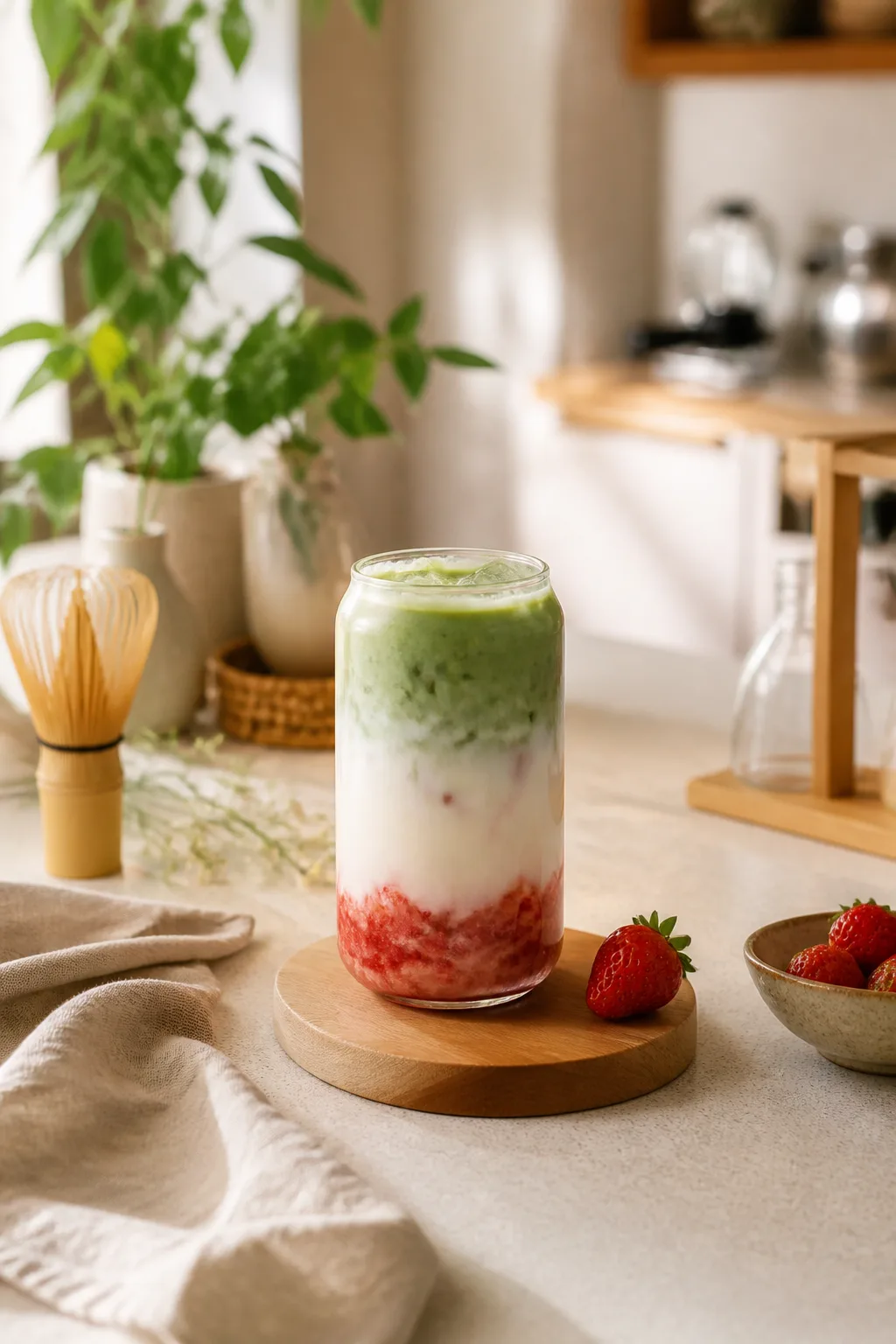 Strawberry Matcha Latte at Home